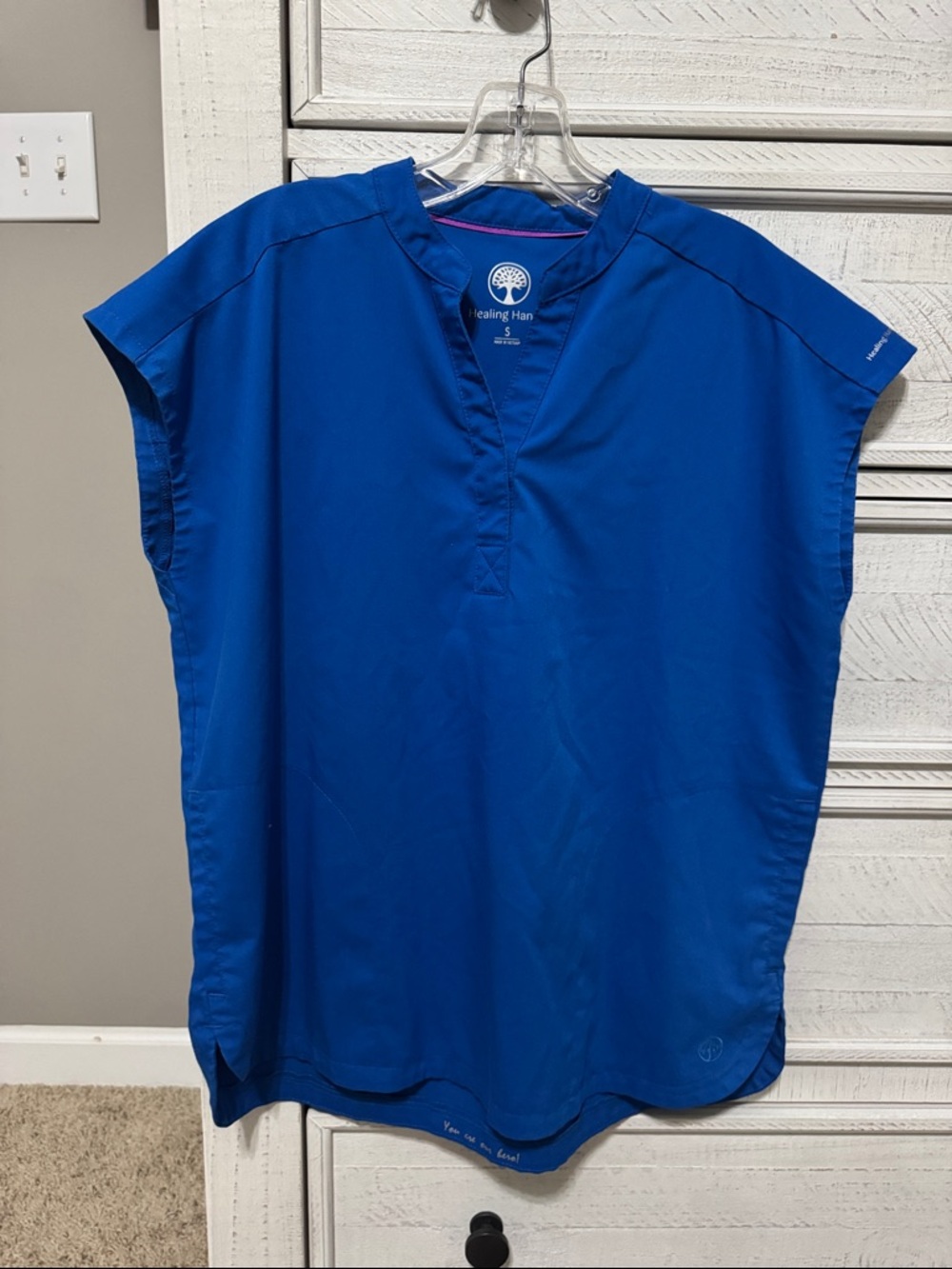 Healing Hands Blue Notch-Neck Medical Top
